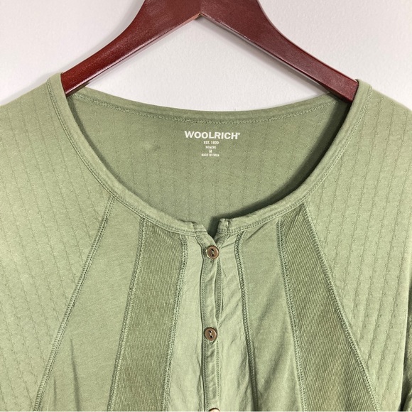 Woolrich Army Green Cardigan With Corduroy Details Size Medium - Picture 4 of 16